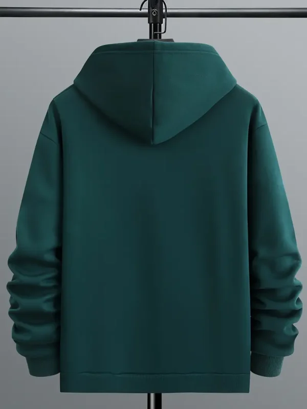 Drak Green Long Sleeve Solid Hoodies