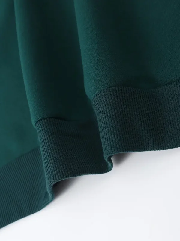 Drak Green Long Sleeve Solid Hoodies